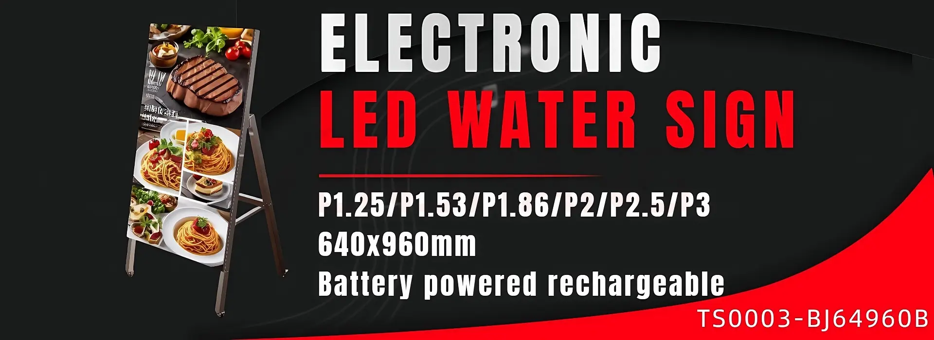 Digital Led Water Sign Display GOB Built-in Battery P1.25 P1.53 P1.86 P2.5