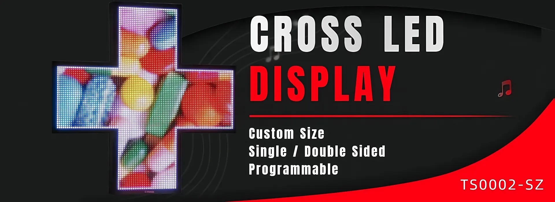 Pharmacie Led Cross Display Screen Pharmacy Outdoor Road Use