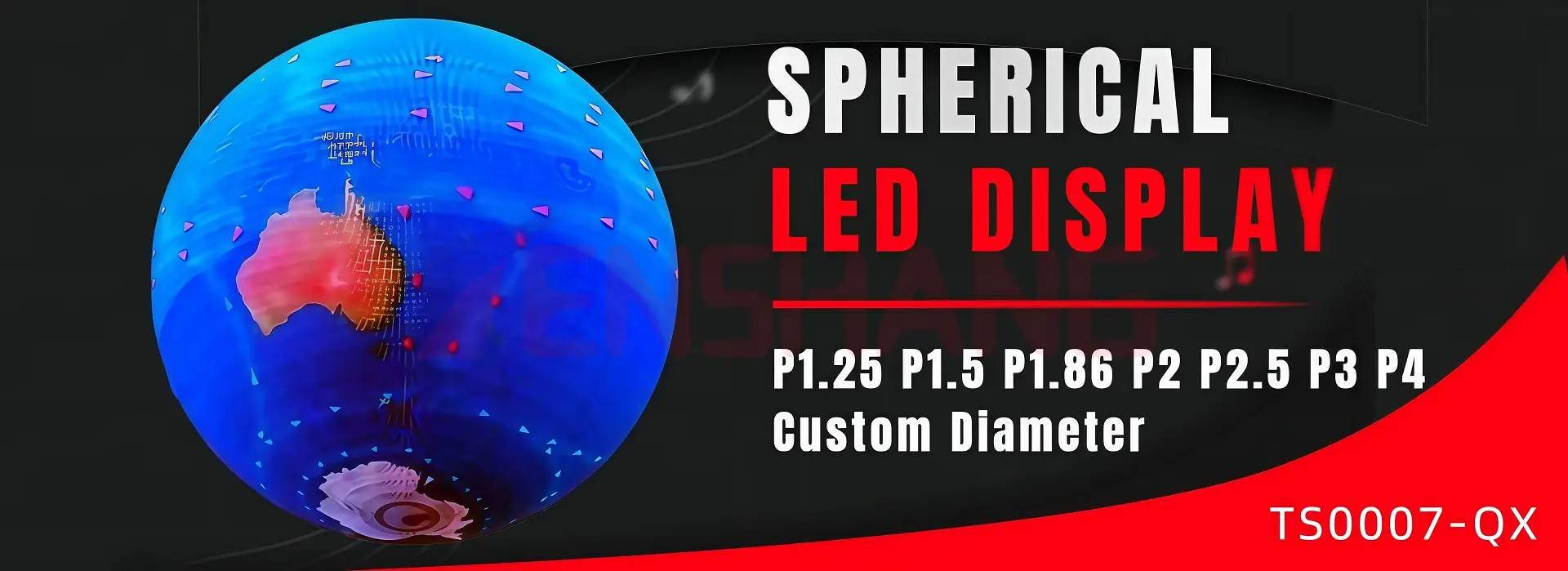 Led Spherical Display Screen Indoor Outdoor Ball Type