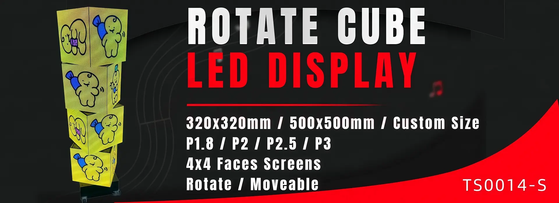 Rotate Cube LED Display Case 16 Screens 4 Layer